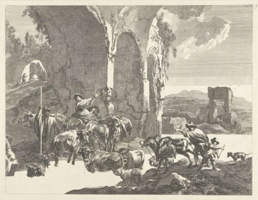 Italianate landscape with shepherds and cattle