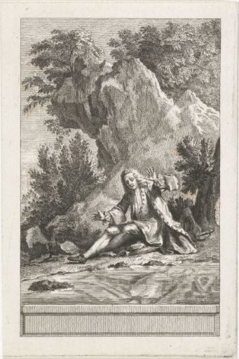 Man gazing at his reflection in the water