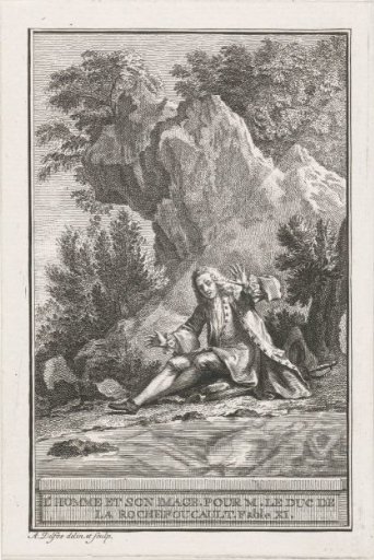 Man gazing at his reflection in the water