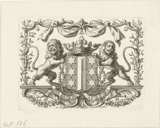 Coat of Arms Held by Two Lions
