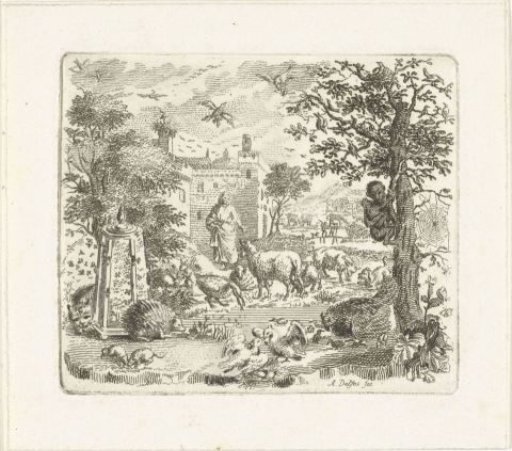 Garden with Man and Animals