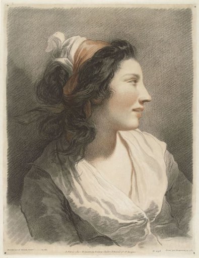 Bust of a young woman with headscarf