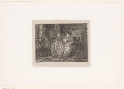 Interior with a Young Weeping Woman Being Comforted by an Old Woman and a Child