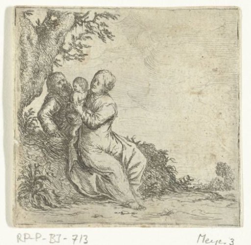 The Holy Family resting under a tree