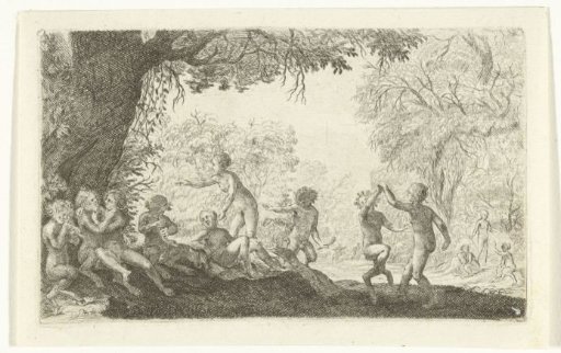 Feasting Satyrs and Wood Nymphs in a Clearing in the Forest