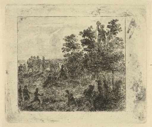 Resting group of walkers with children playing ball