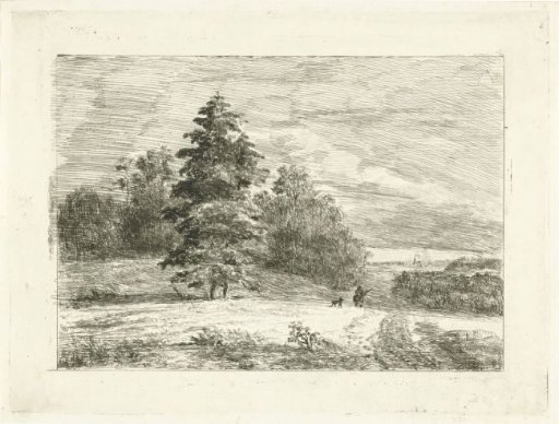 Landscape with a hunter with a dog
