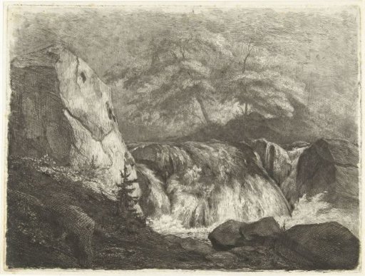 Rocky landscape with waterfall