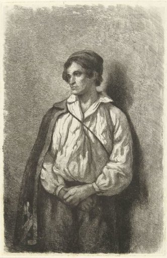 Portrait of an unknown young man with cap and cape