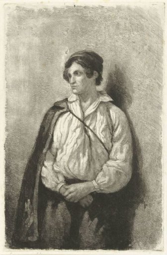 Portrait of an unknown young man with cap and cape