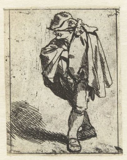 Standing Man with Right Hand on Chest, Tucked into His Cloak