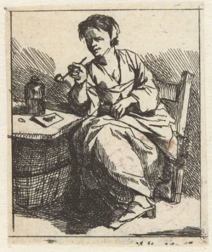Young Woman Sitting with a Pipe