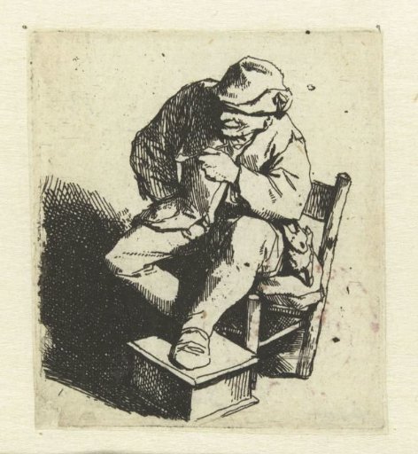 Seated farmer with pipe in left hand