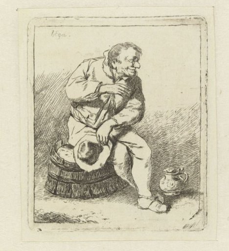 Seated man with hat in hand