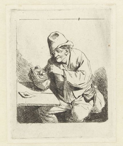 Seated man lighting a pipe