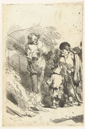 Singing man and listening audience including child and man