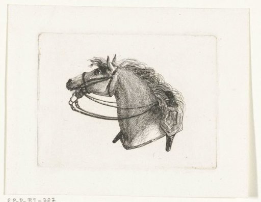 Raised horse's head to the left
