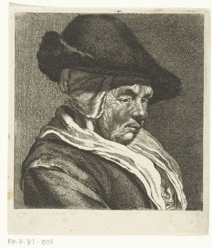 Head of an old woman with a cap