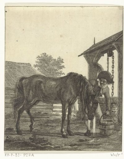 A Man and a Horse by a Well