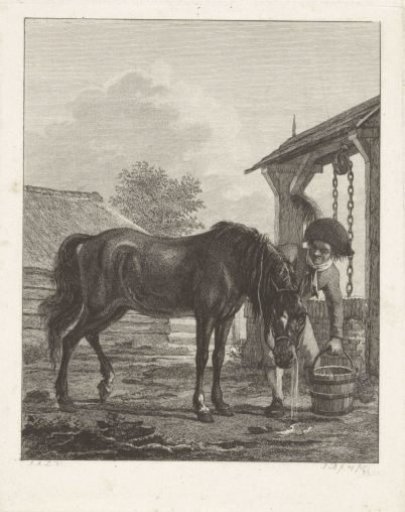 A Man and a Horse by a Well
