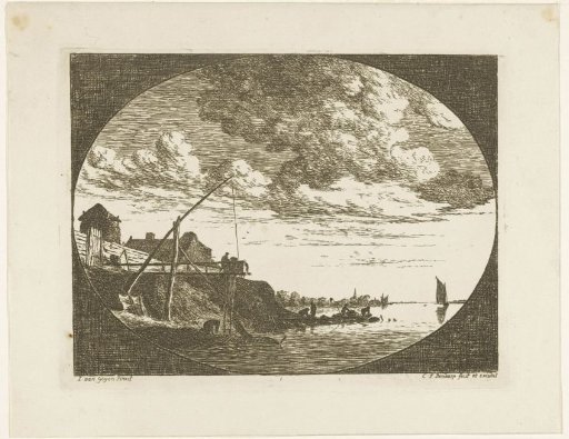 River view with fishermen with traps and nets