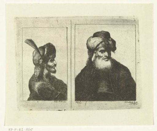 Two Busts of Men with Turban and Beard