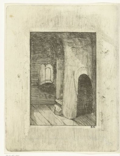 Man Walking Up a Spiral Staircase in a Tower