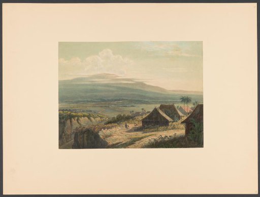Landscape with a settlement and a Sundanese woman with children