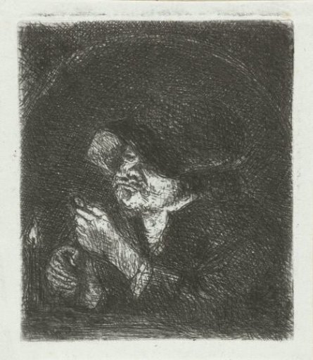 Man by candlelight