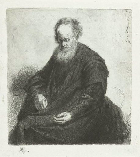 Seated old man with long cloak
