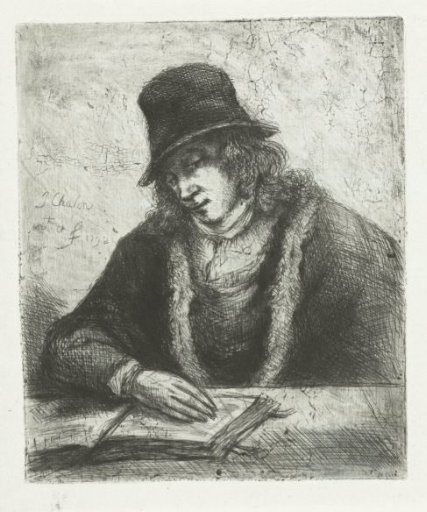 Man reading with hat