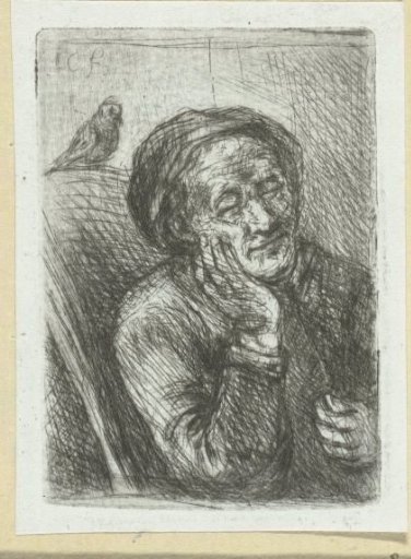 Sleeping Old Man with a Bird
