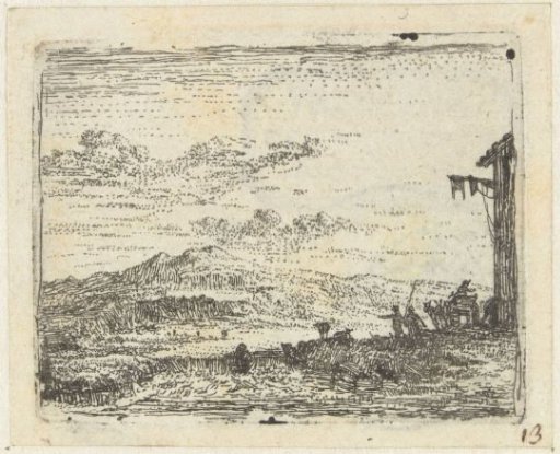 Italianate Landscape with Wagon at Inn