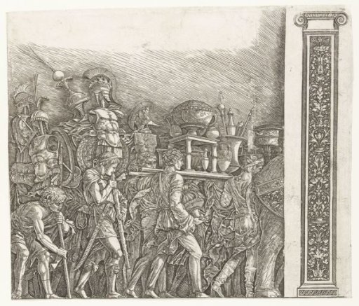 Soldiers with War Trophies in the Triumphal Procession of Caesar and a Pilaster