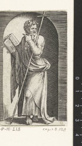 Apostle Philip with cross standing in a niche