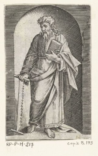 Apostle Simon the Zealot with saw standing in a niche