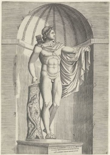 Classical Statue of Apollo Belvedere in a Niche