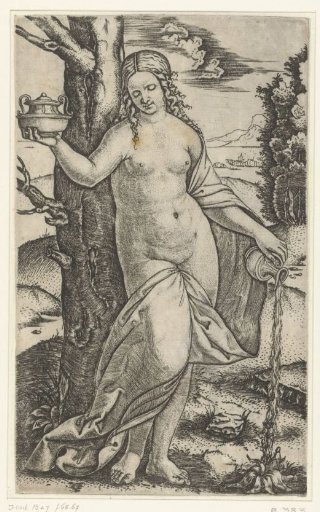 Half-Nude Woman Watering a Plant