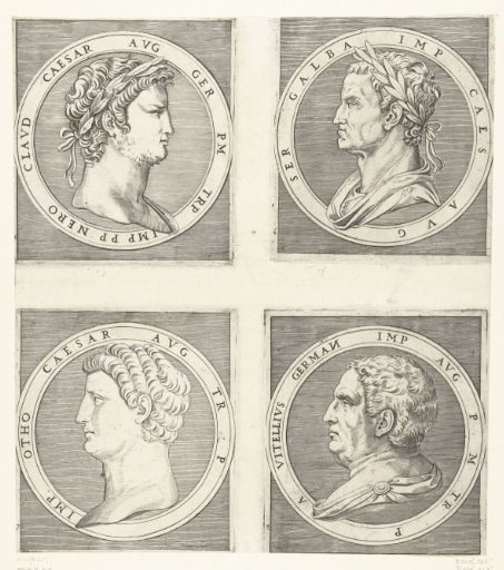 Portraits of Emperors Nero and Galba and Otho and Vitellius