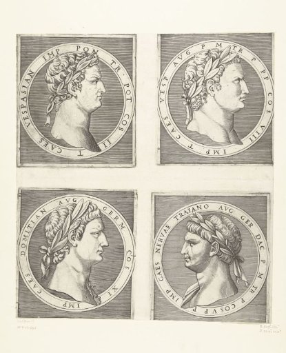 Portraits of Emperors Vespasian and Titus and Domitian and Nerva