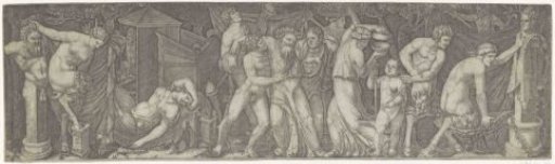 Bacchanal with Drunken Bacchus, Satyrs, and Maenads