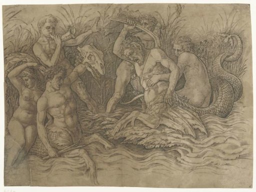 Fight between Tritons with Nereids on their Backs