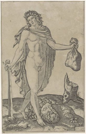 David with Sling and Bag of Stones and the Head of Goliath