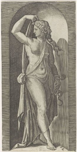 Woman as an Allegory of Prudence (Prudentia) with Snake and Mask