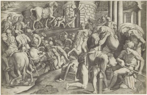 Trojans bring in the wooden horse