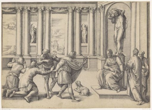 Men at an audience