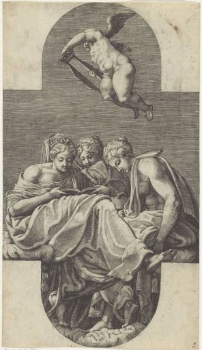 Three Muses and a putto with a lyre