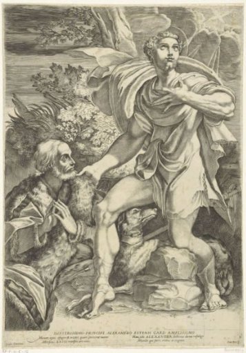 Saint Roch begs protection from an older nobleman