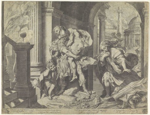 Aeneas Fleeing with His Family from Troy