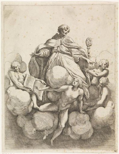 Bishop Ascending to Heaven and Surrounded by Four Angels